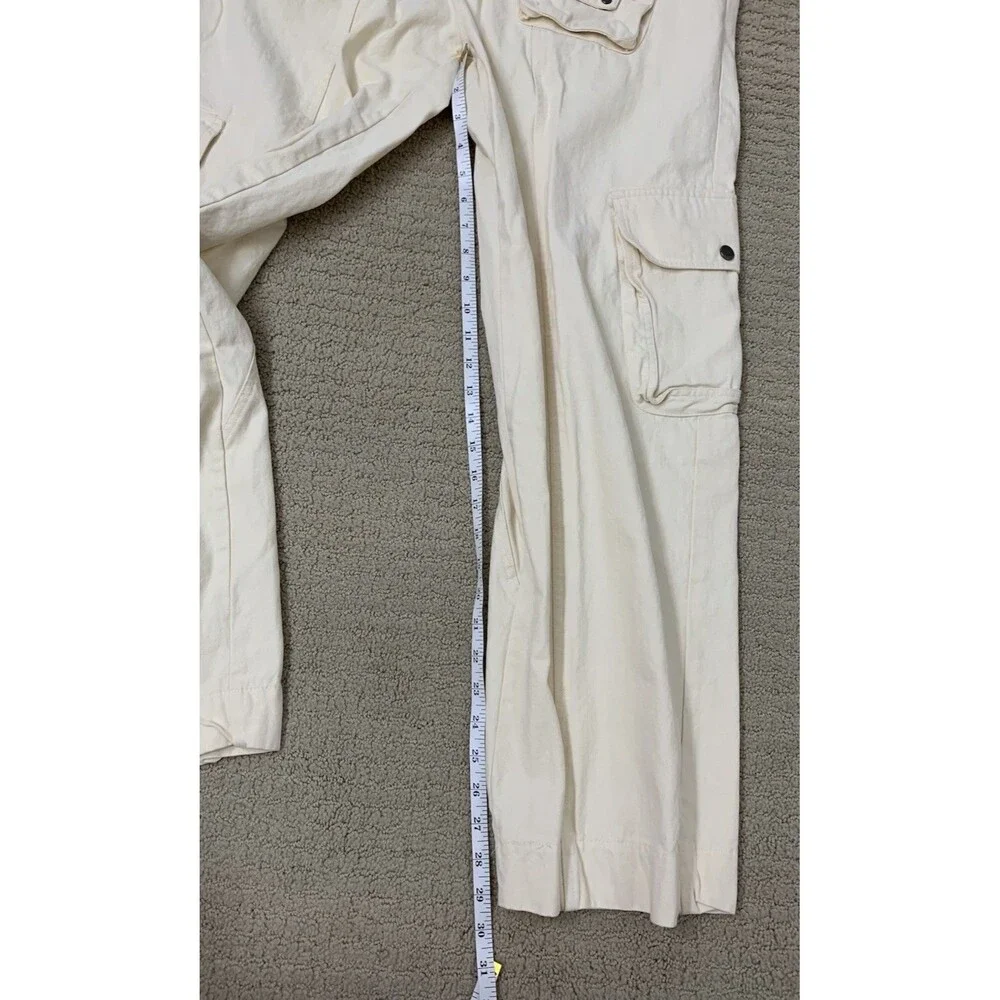 Oli & Hali Cream Streetwear Cargo Pants Drawstring Waist Utility JP0153 Large - Picture 12 of 13